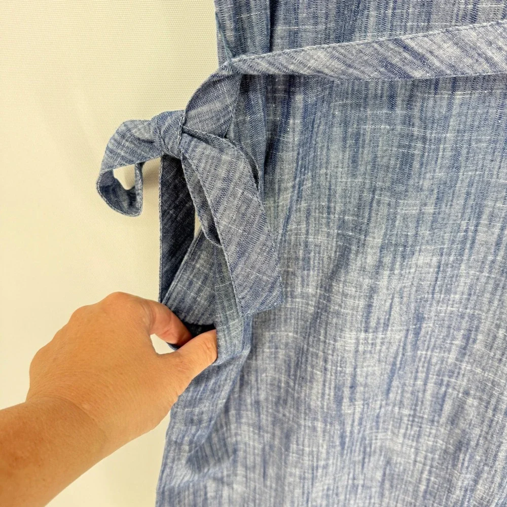 Tommy Hilfiger Shirt Dress Women 2 Blue Sleeveless Belted Preppy Coastal NEW